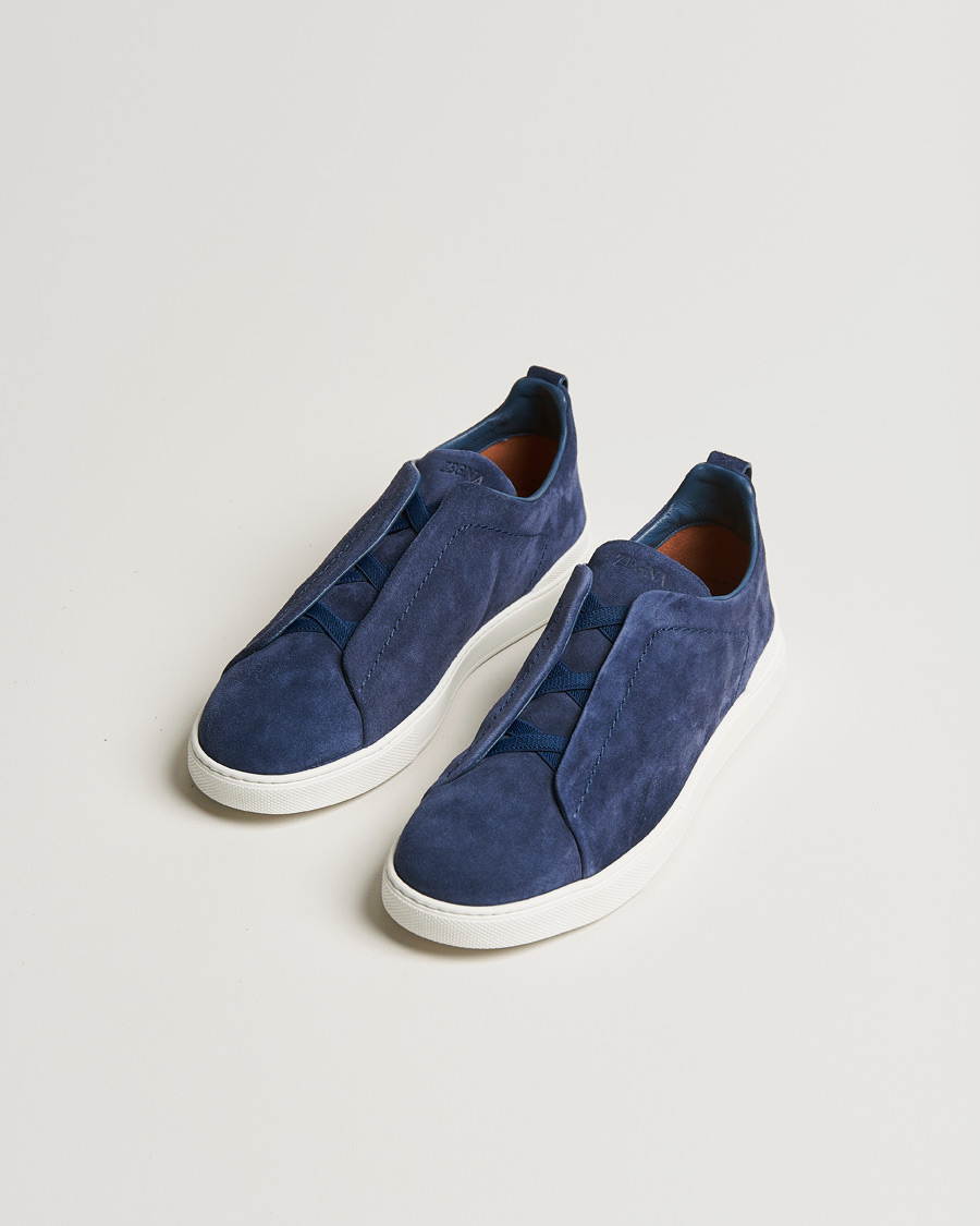 Men | Zegna Triple Stitch Sneaker Blue Suede | Zegna | Triple Stitch Sneaker Blue Suede