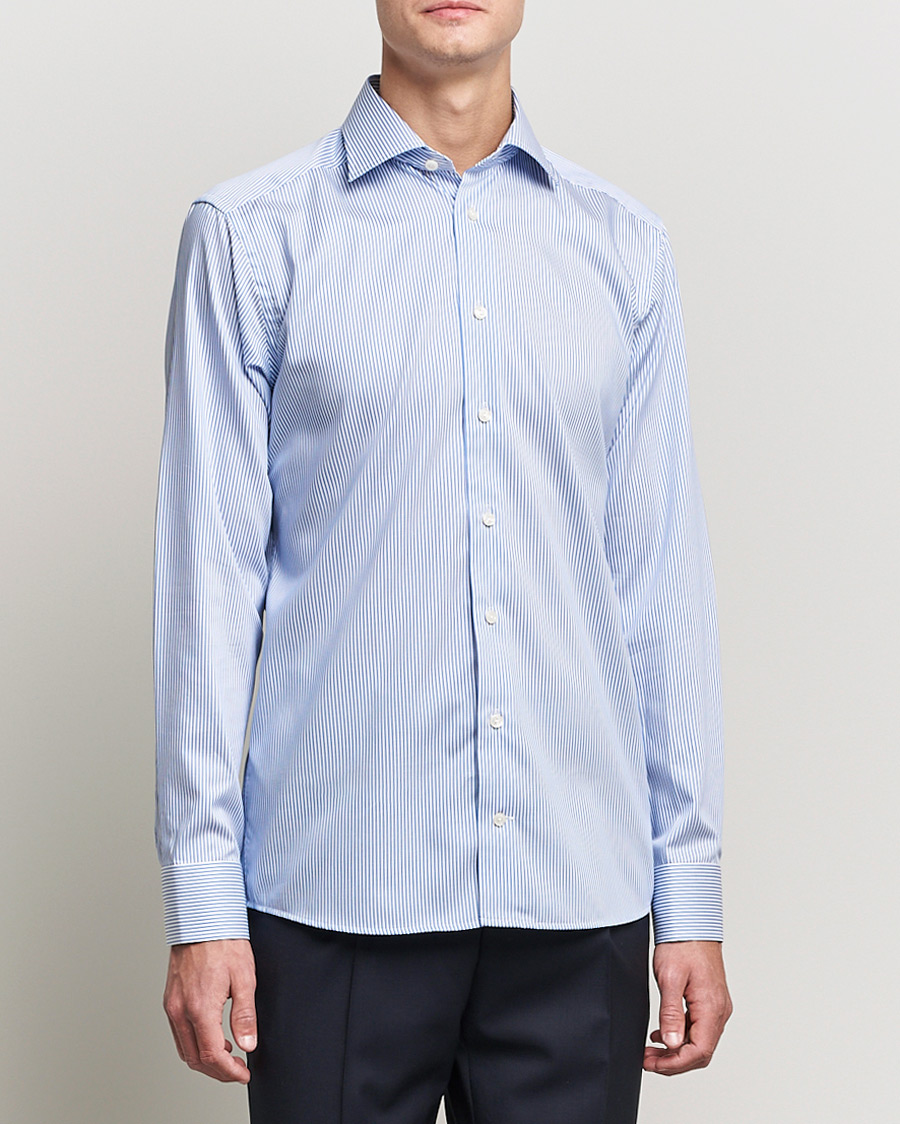 Men | Eton | Eton | Bengal Stripe Fine Twill Shirt Royal Blue