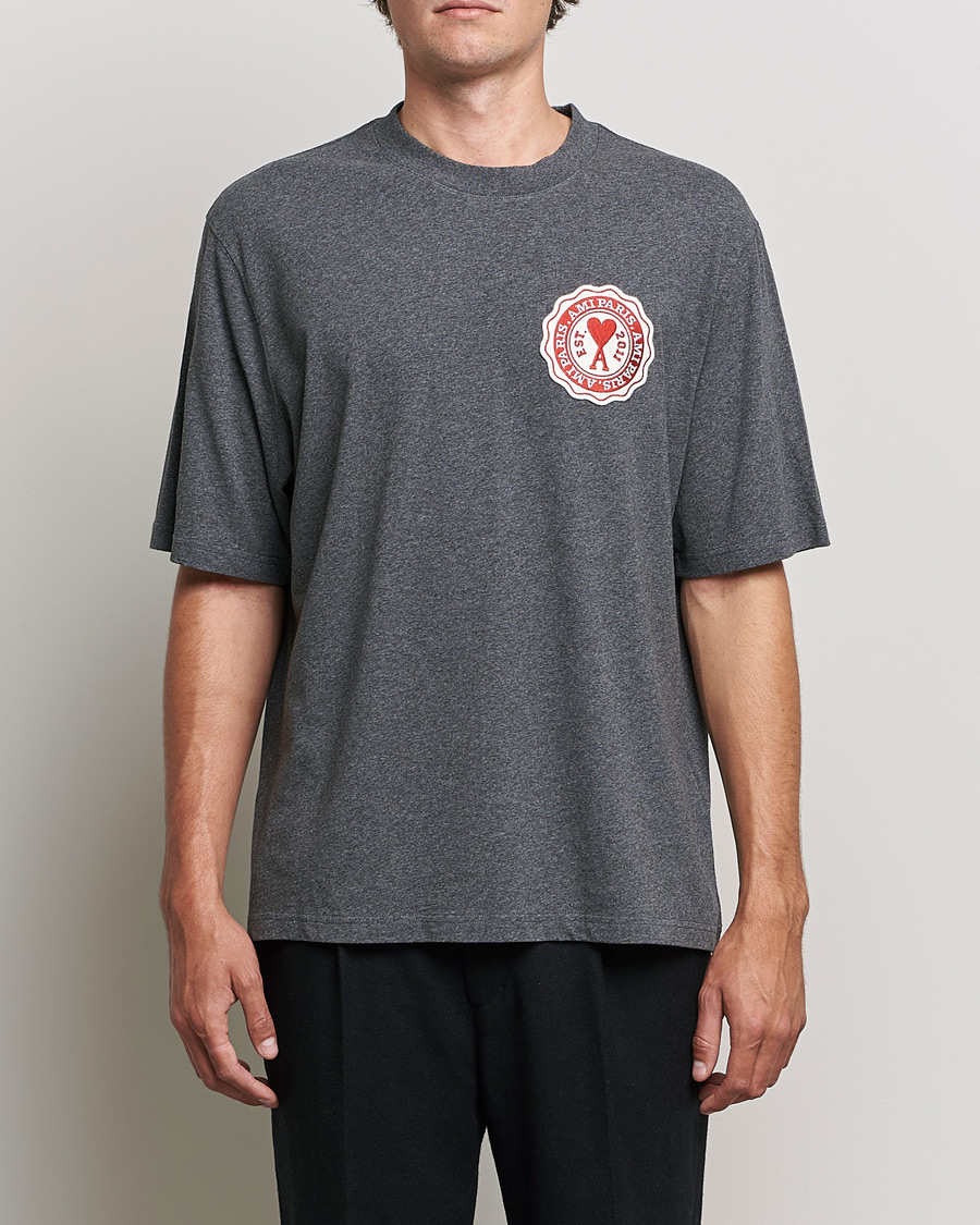 Men | Short Sleeve T-shirts | AMI | France Patch T-Shirt Heather Grey