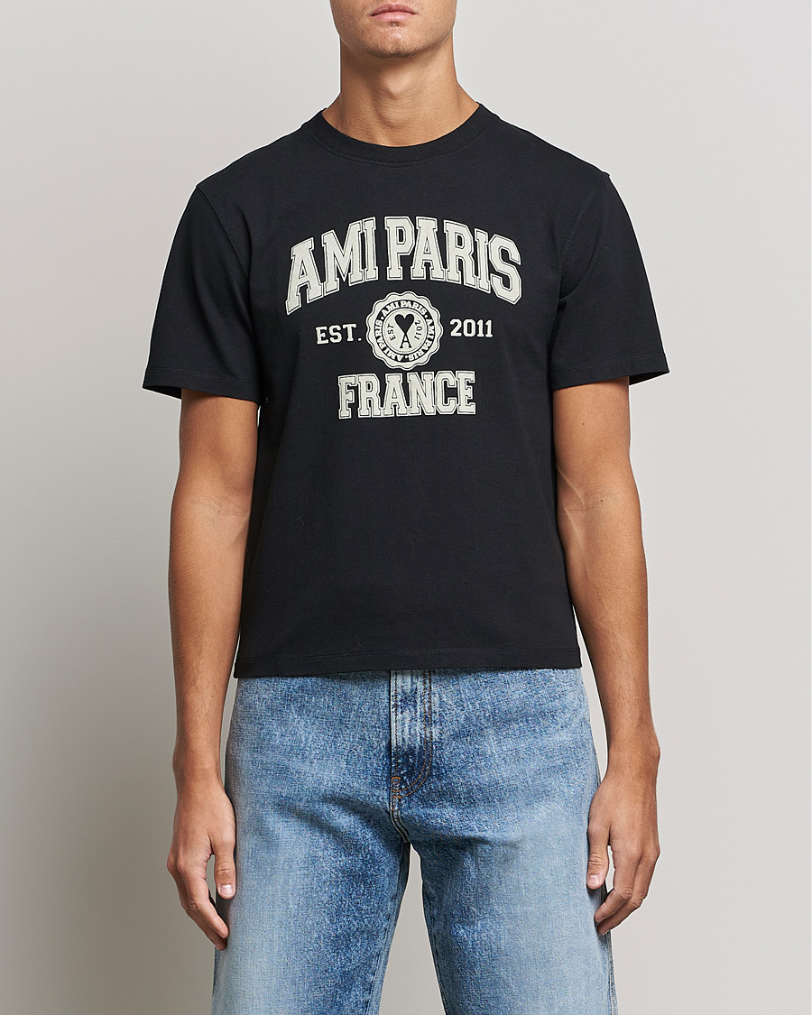 Men | Short Sleeve T-shirts | AMI | Paris College T-Shirt Black