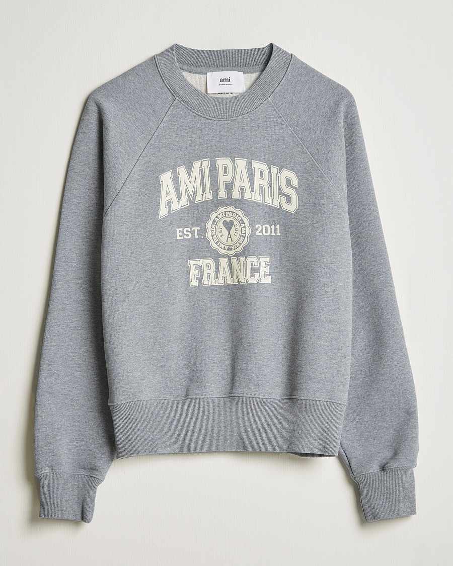 Men | Sweaters & Knitwear | AMI | Paris College Sweatshirt Heather Grey