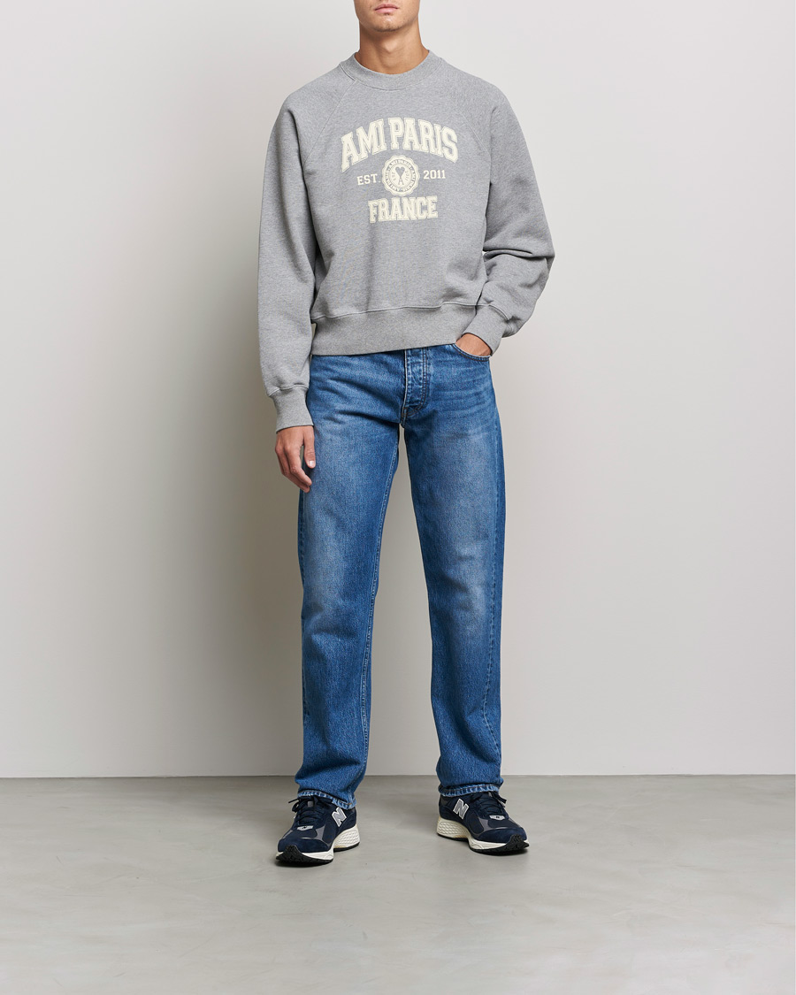 Men | Sweaters & Knitwear | AMI | Paris College Sweatshirt Heather Grey
