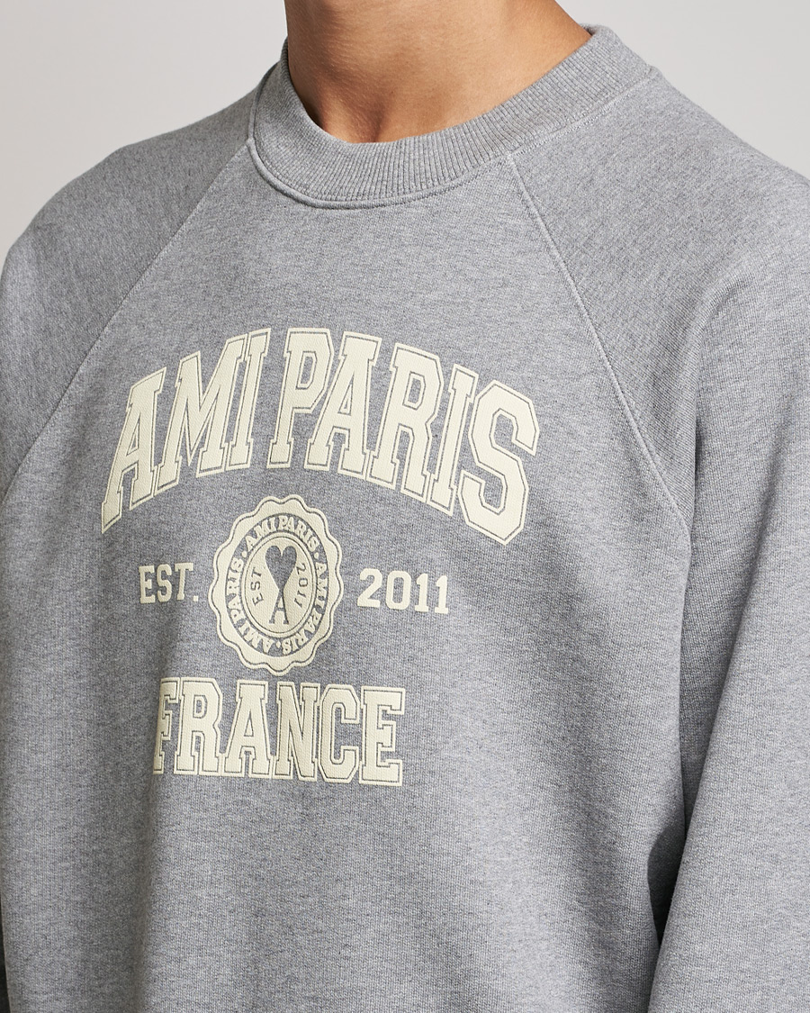 Men | Sweaters & Knitwear | AMI | Paris College Sweatshirt Heather Grey