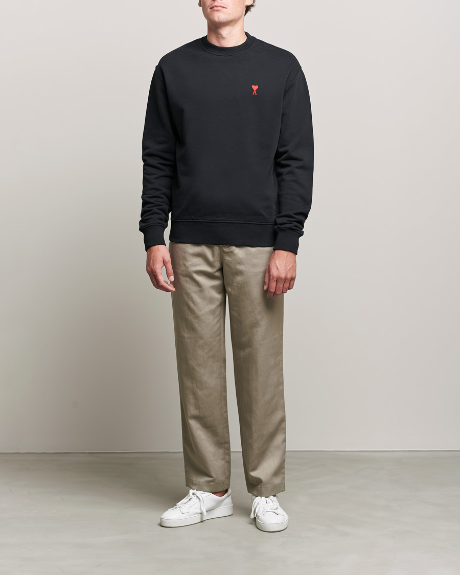 Men | Sweaters & Knitwear | AMI | Heart Logo Sweatshirt Black