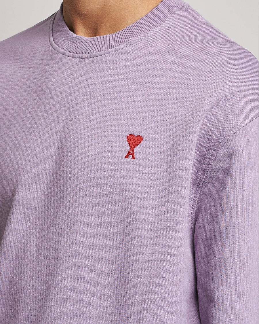 Men | Sweaters & Knitwear | AMI | Heart Logo Sweatshirt Washed Purple
