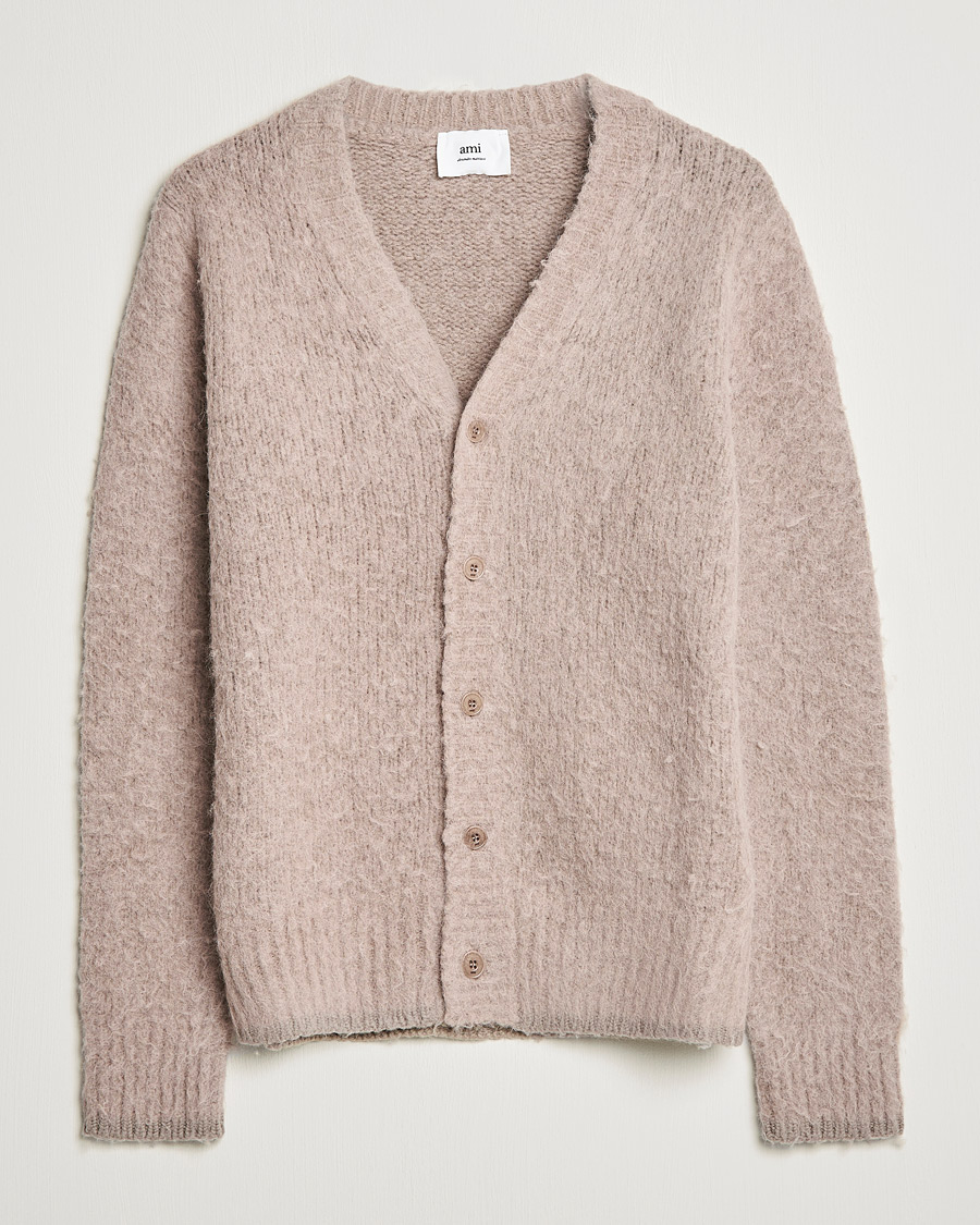 Men | Sweaters & Knitwear | AMI | Brushed Wool Cardigan Beige