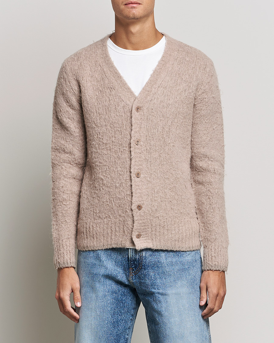 Men | Sweaters & Knitwear | AMI | Brushed Wool Cardigan Beige