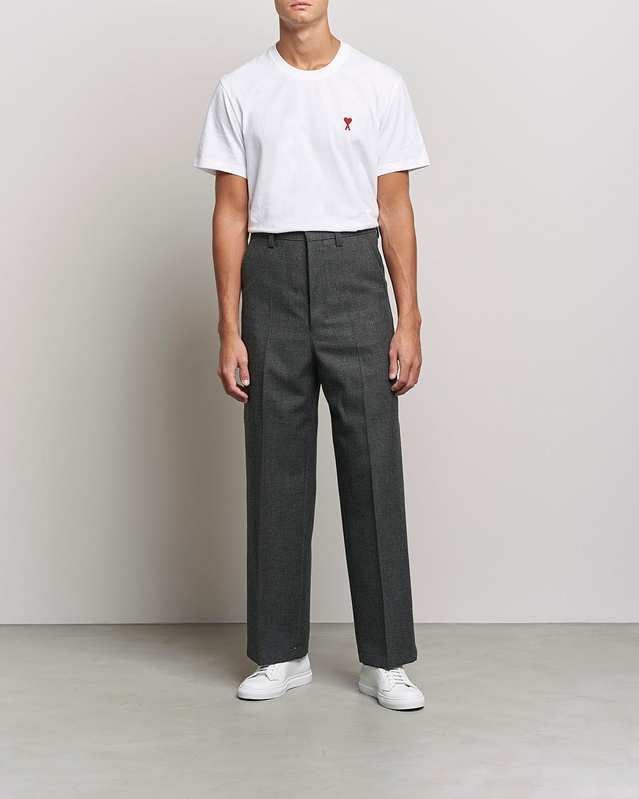 Men | Trousers | AMI | Large Fit Wool Trousers Dark Grey