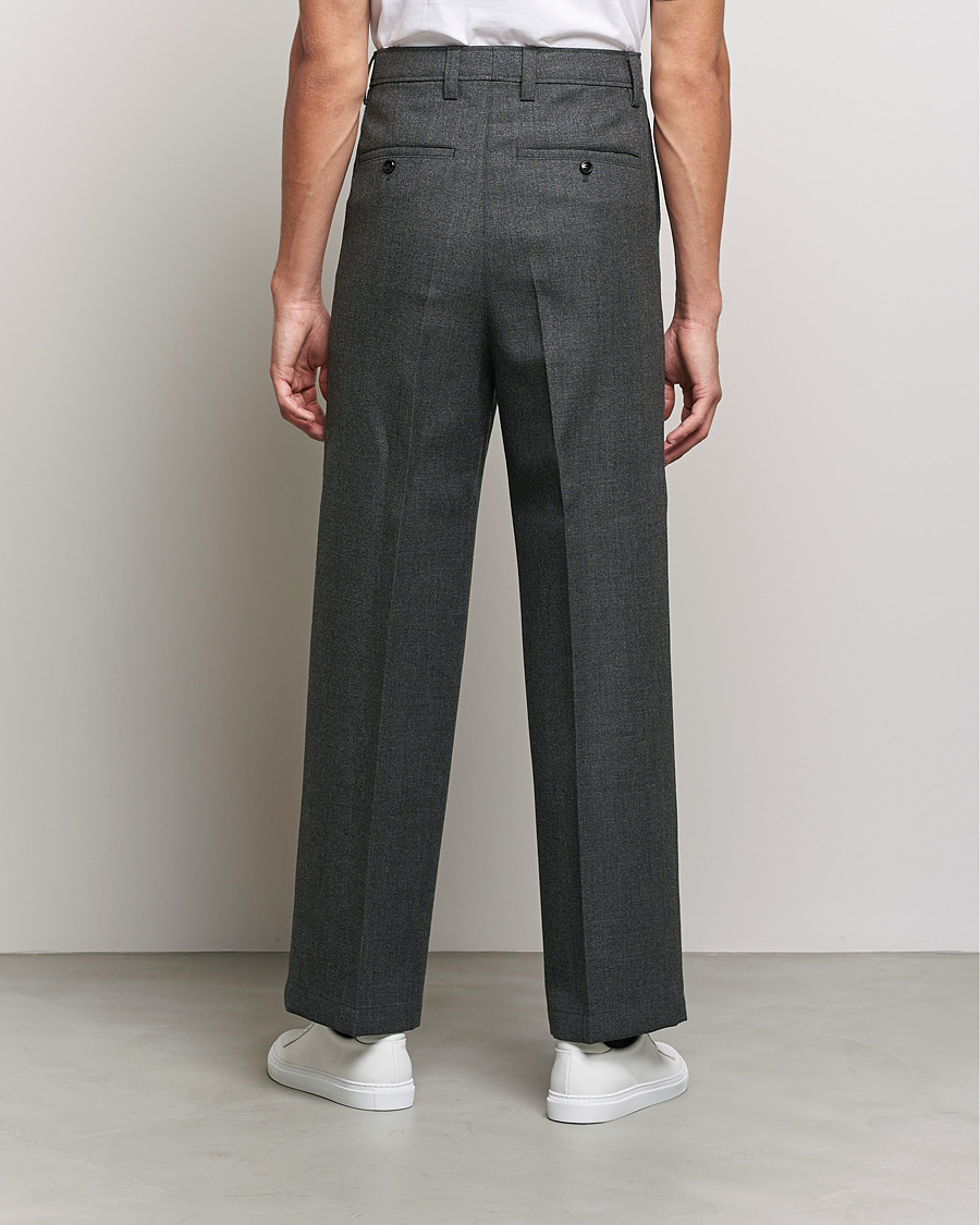 Men | Trousers | AMI | Large Fit Wool Trousers Dark Grey
