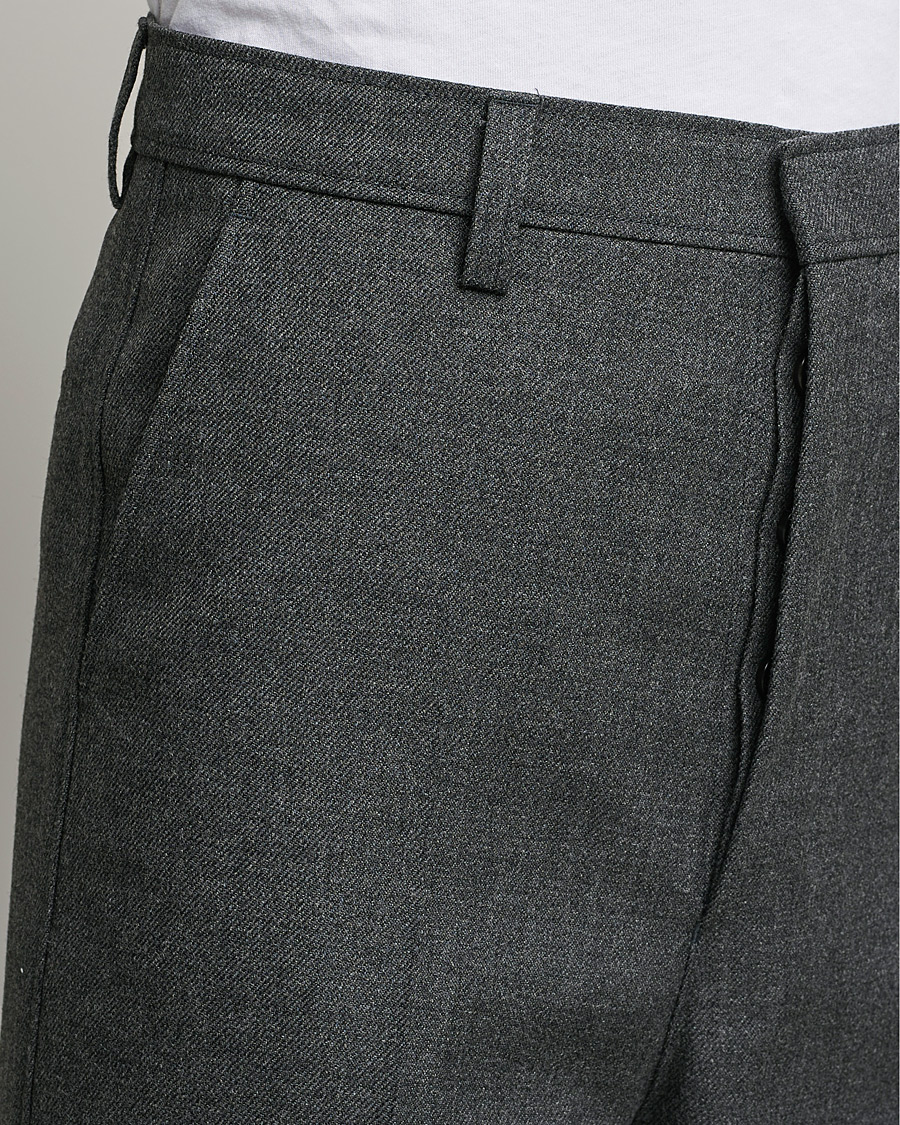Men | Trousers | AMI | Large Fit Wool Trousers Dark Grey