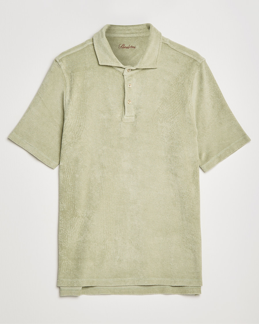 Men |  | Stenströms | Towelling Cotton Poloshirt Olive