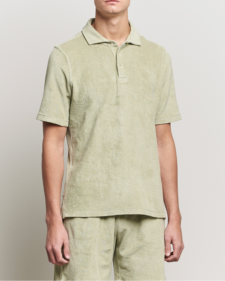 Men | The Terry Collection | Stenströms | Towelling Cotton Poloshirt Olive