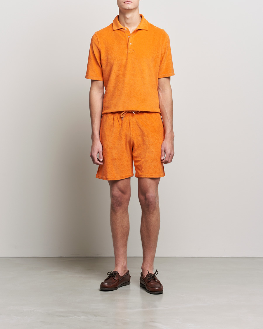 Men | Polo Shirts | Stenströms | Towelling Cotton Poloshirt Orange
