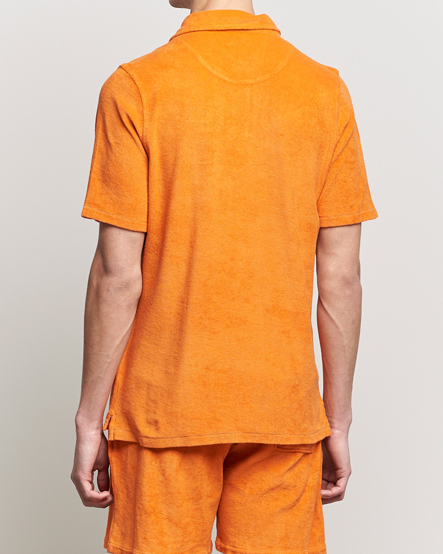 Men | Polo Shirts | Stenströms | Towelling Cotton Poloshirt Orange