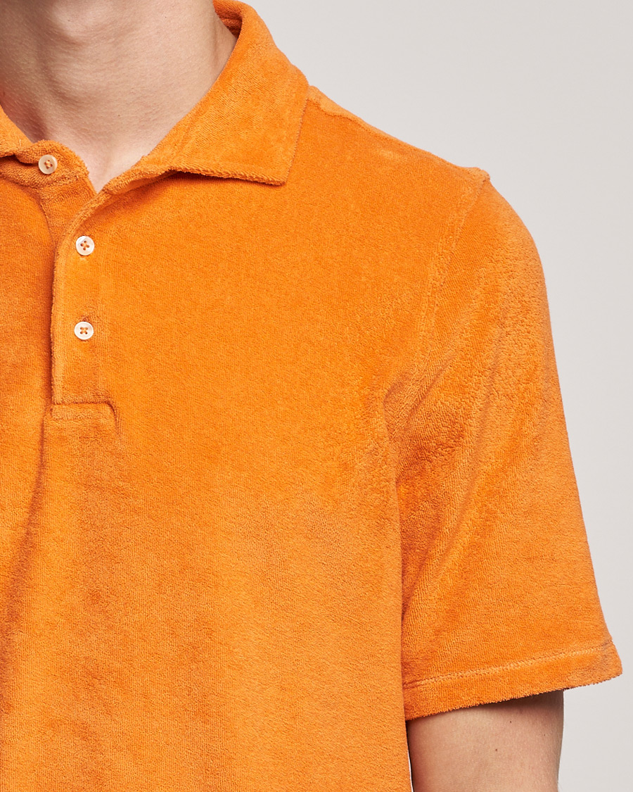 Men | Polo Shirts | Stenströms | Towelling Cotton Poloshirt Orange