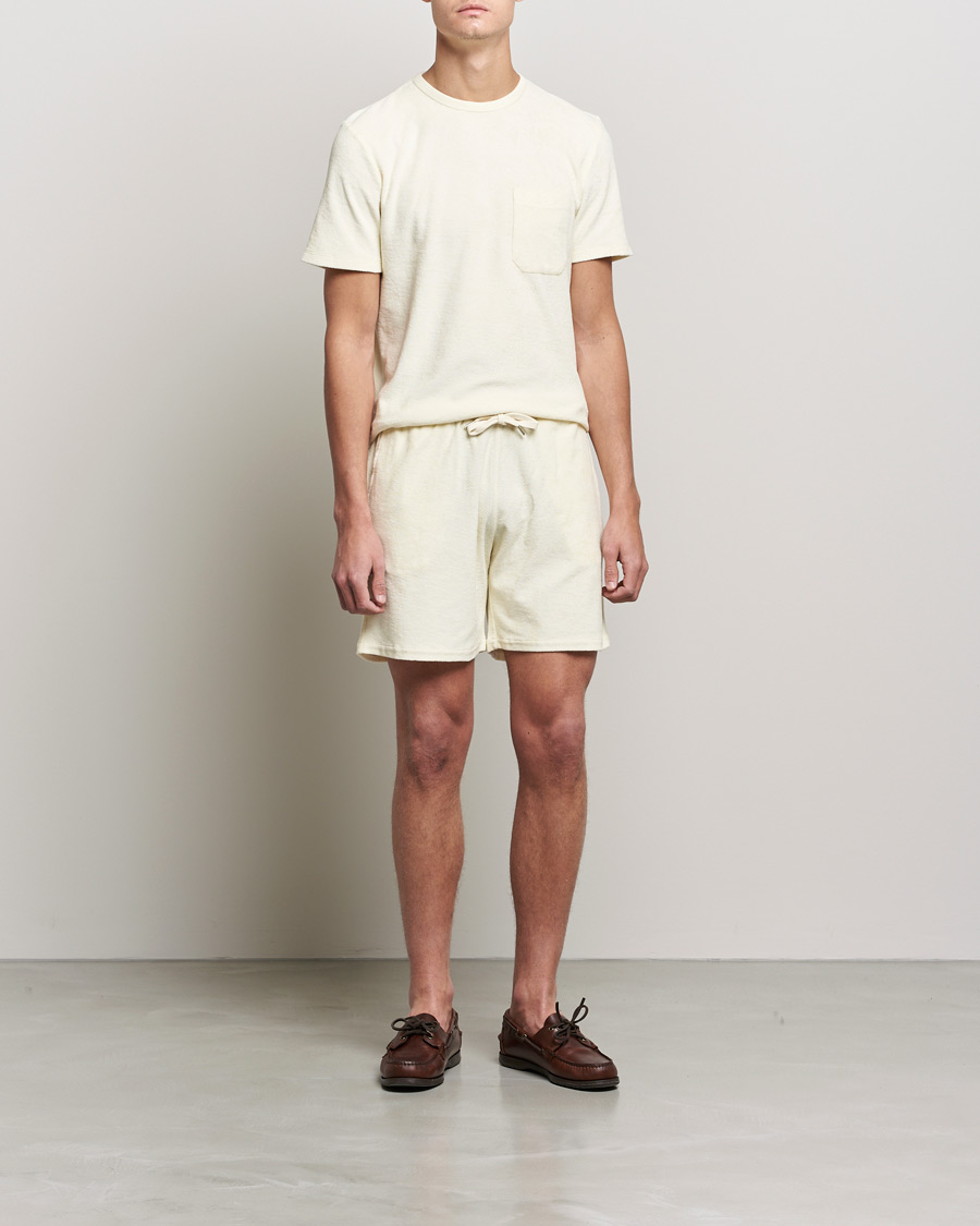 Men | T-Shirts | Stenströms | Towelling Cotton T-Shirt Cream