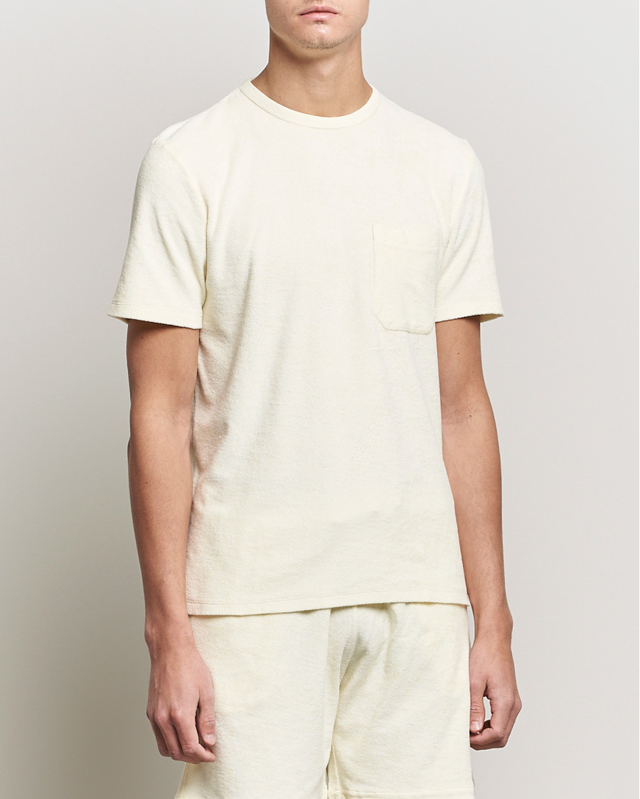 Men | T-Shirts | Stenströms | Towelling Cotton T-Shirt Cream