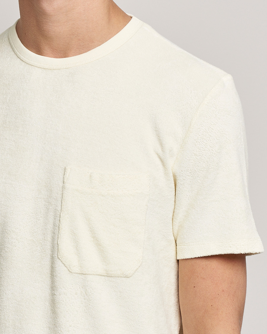 Men | T-Shirts | Stenströms | Towelling Cotton T-Shirt Cream