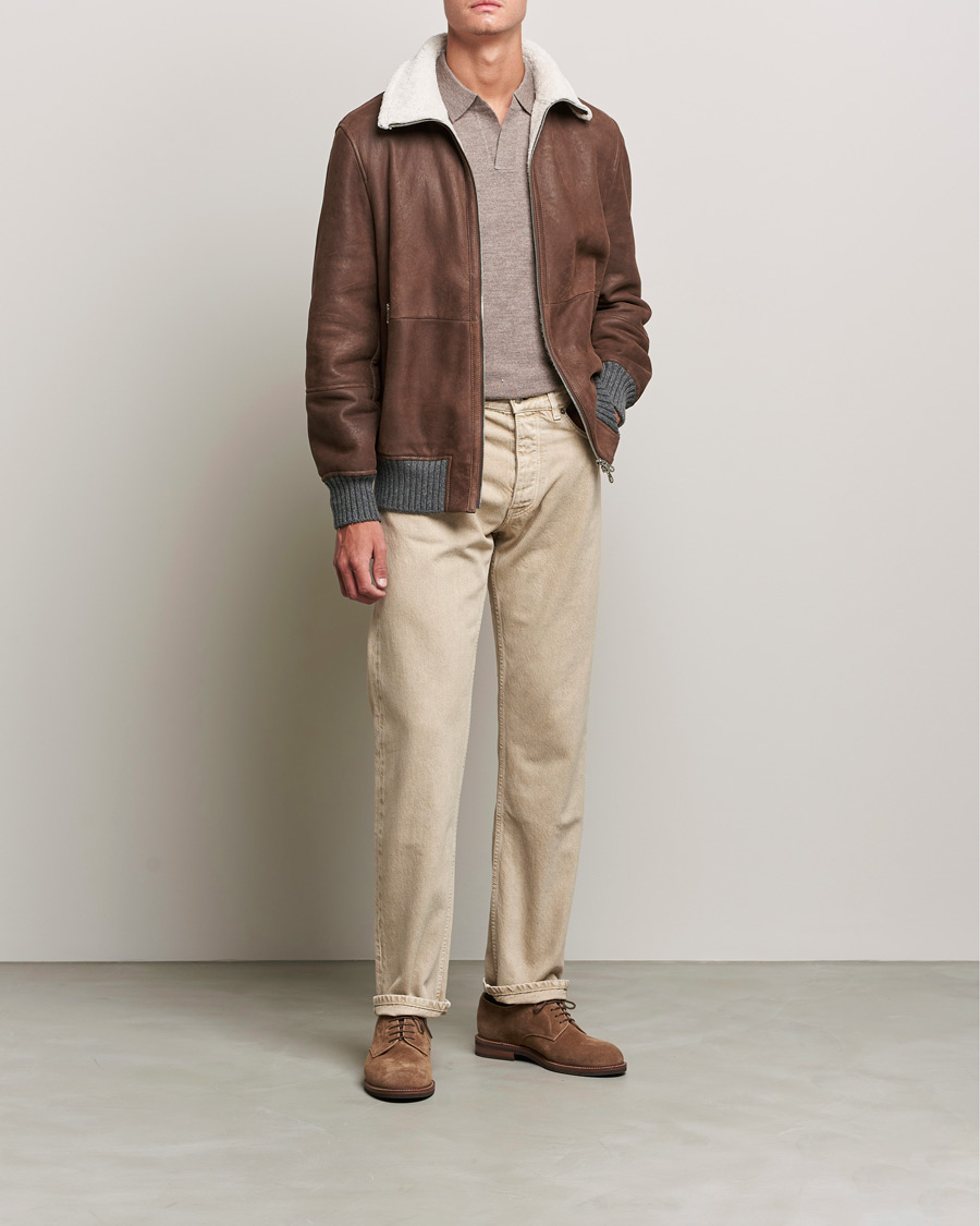 Men | Coats & Jackets | Brunello Cucinelli | Shearling Flight Jacket Dark Brown