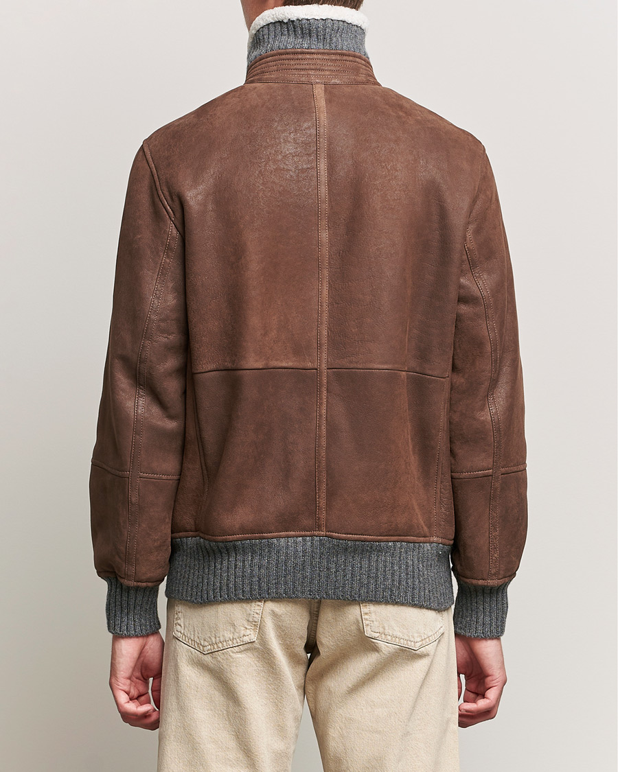 Men | Coats & Jackets | Brunello Cucinelli | Shearling Flight Jacket Dark Brown