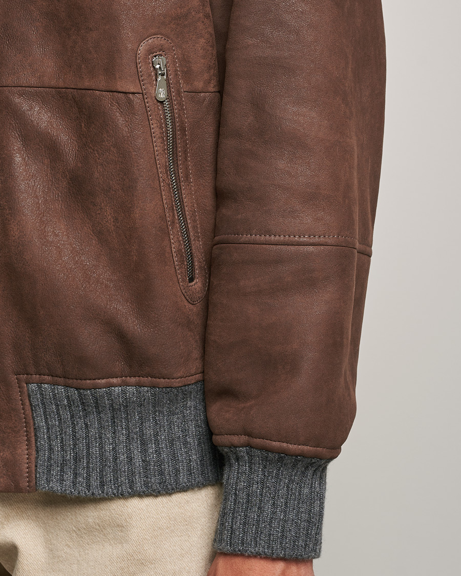 Men | Coats & Jackets | Brunello Cucinelli | Shearling Flight Jacket Dark Brown