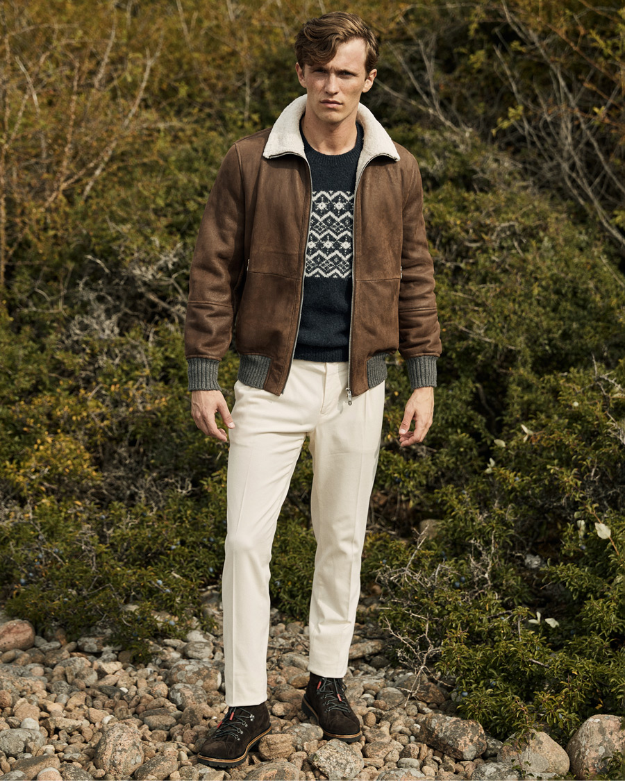 Men | Coats & Jackets | Brunello Cucinelli | Shearling Flight Jacket Dark Brown