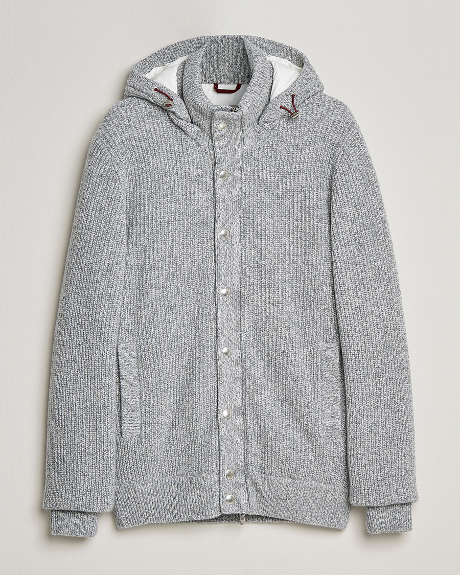 Men | Coats & Jackets | Brunello Cucinelli | Hooded Cashmere Jacket Light Grey