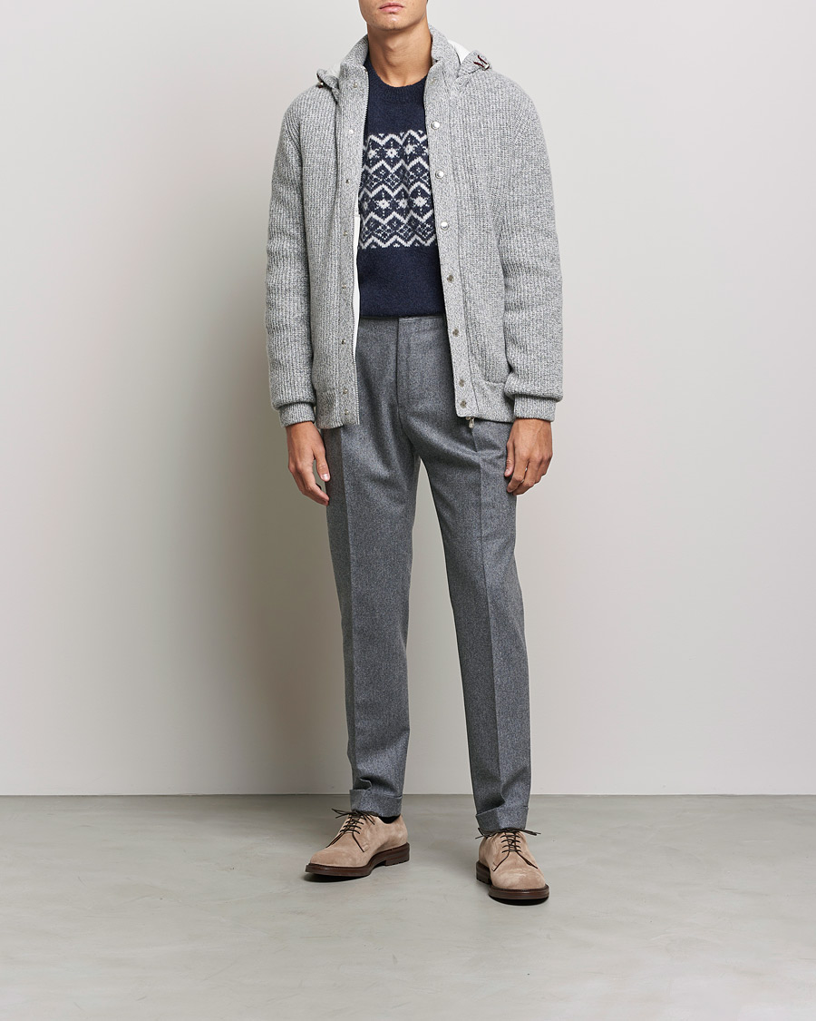 Men |  | Brunello Cucinelli | Hooded Cashmere Jacket Light Grey