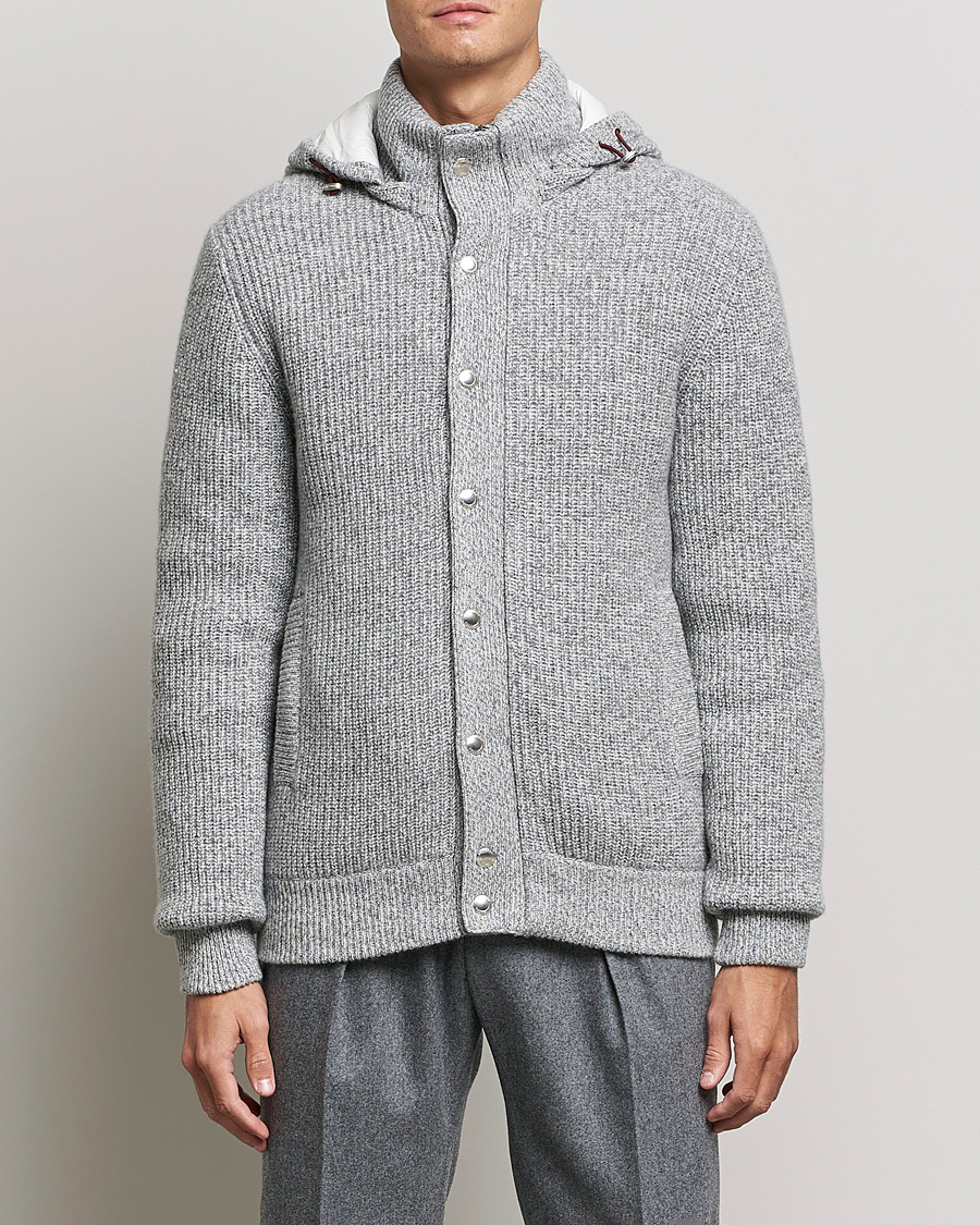 Men | Coats & Jackets | Brunello Cucinelli | Hooded Cashmere Jacket Light Grey