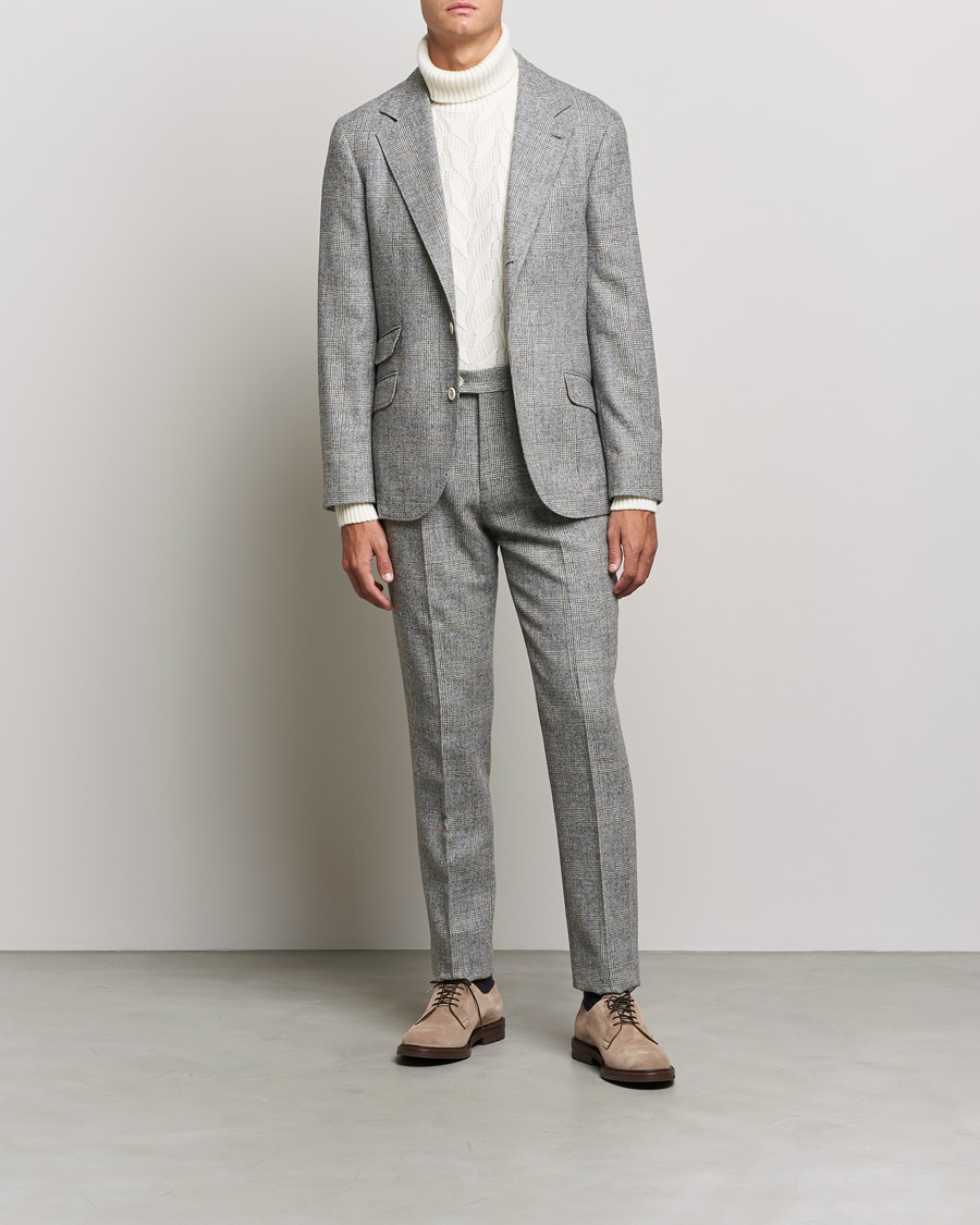 Men | Suits | Brunello Cucinelli | Prince Of Wales Flannel Suit Grey Melange