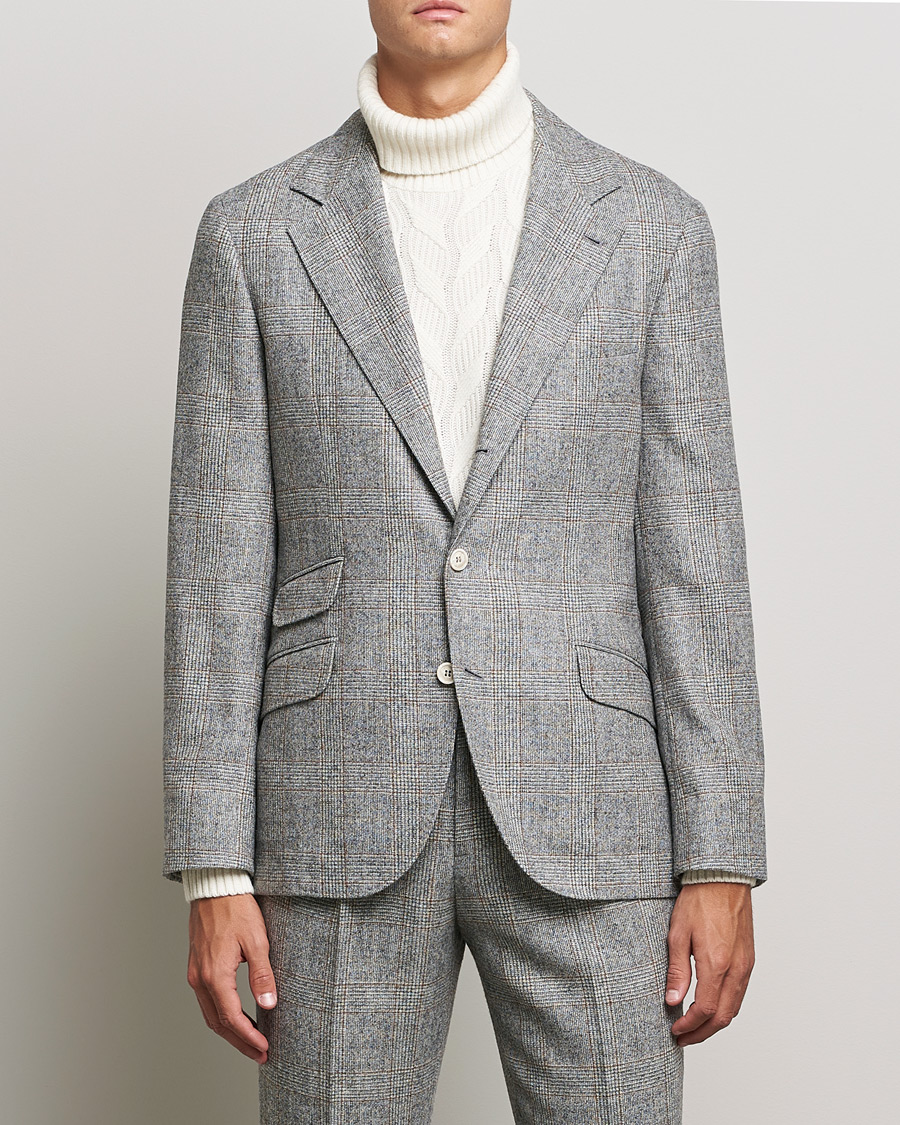 Men | Suits | Brunello Cucinelli | Prince Of Wales Flannel Suit Grey Melange