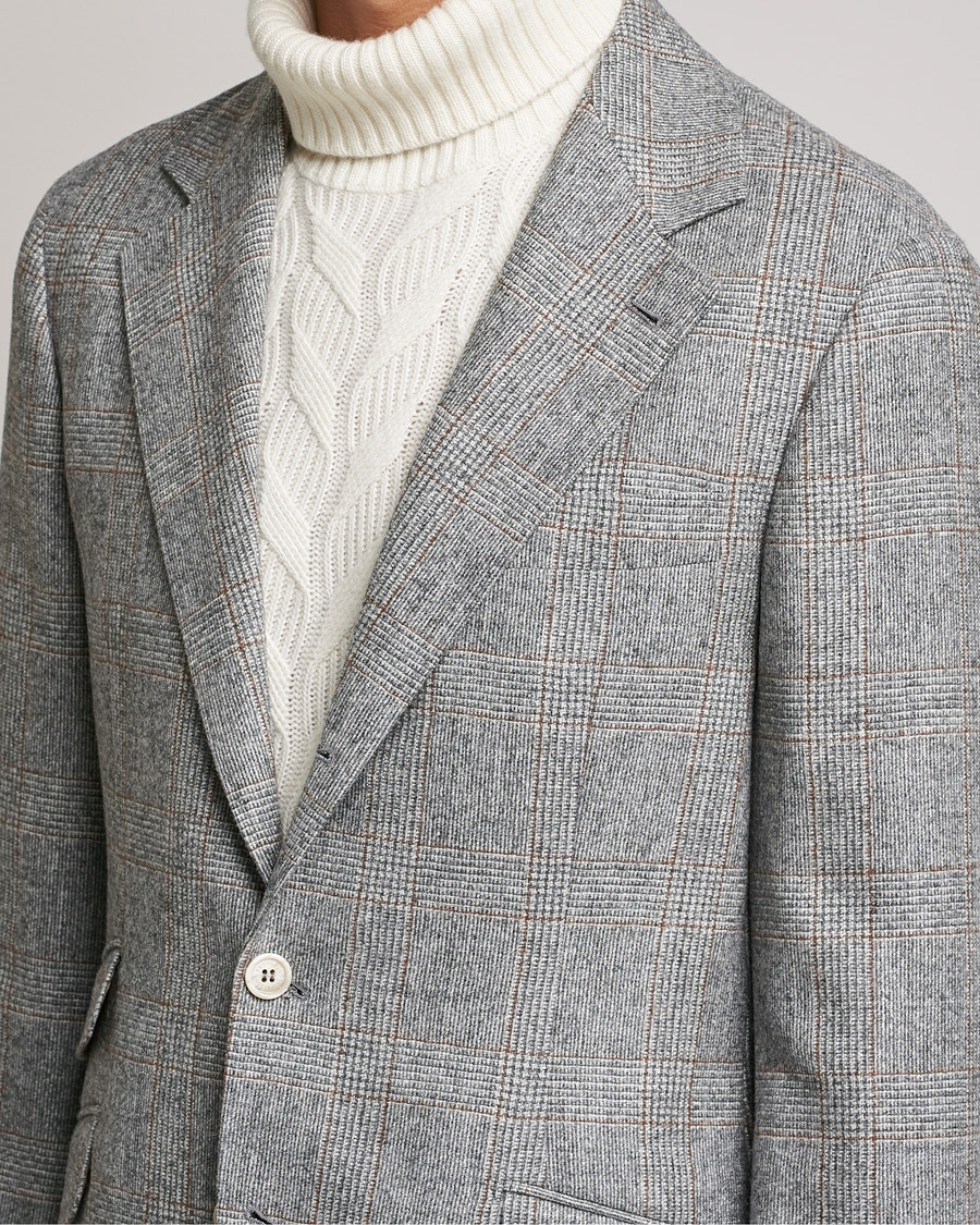Men | Suits | Brunello Cucinelli | Prince Of Wales Flannel Suit Grey Melange