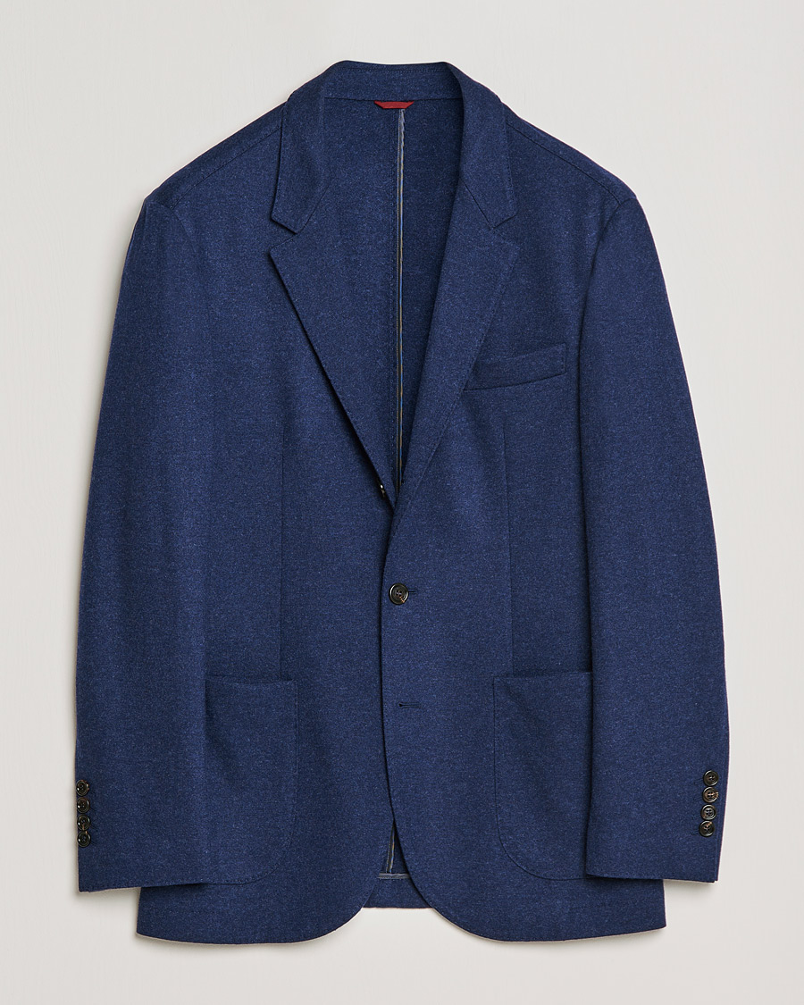 Men | Knitted Blazers | Brunello Cucinelli | Cashmere Jersey Jacket Dark Blue