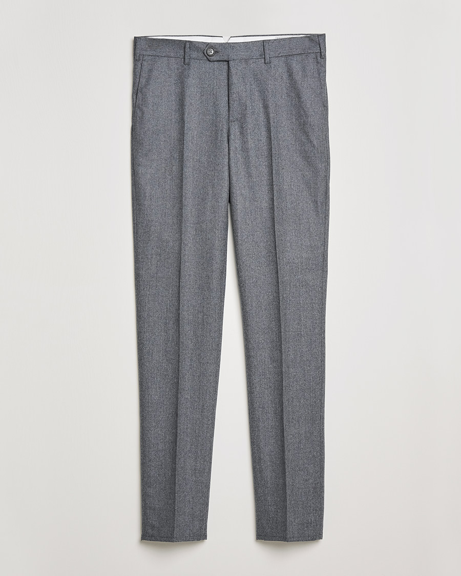Men | Flannel Trousers | Brunello Cucinelli | Slim Fit Flannel Trousers Grey Melange