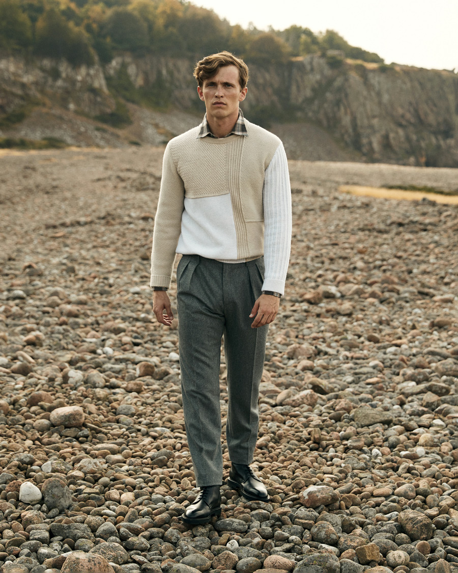 Men | Trousers | Brunello Cucinelli | Slim Fit Flannel Trousers Grey Melange