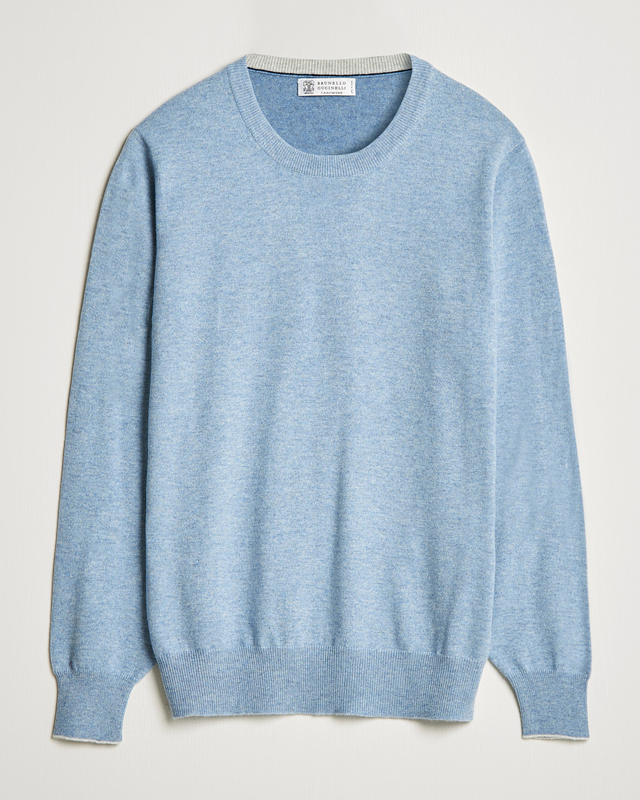 Men | Sweaters & Knitwear | Brunello Cucinelli | 2 Ply Cashmere Pullover Light Blue