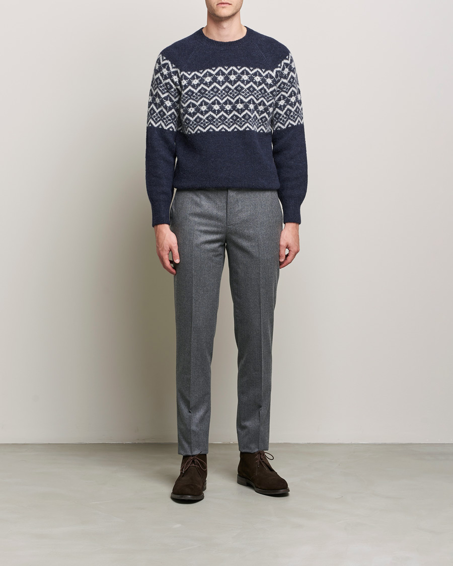 Men | Sweaters & Knitwear | Brunello Cucinelli | Alpaca Jacquard Sweater Dark Blue
