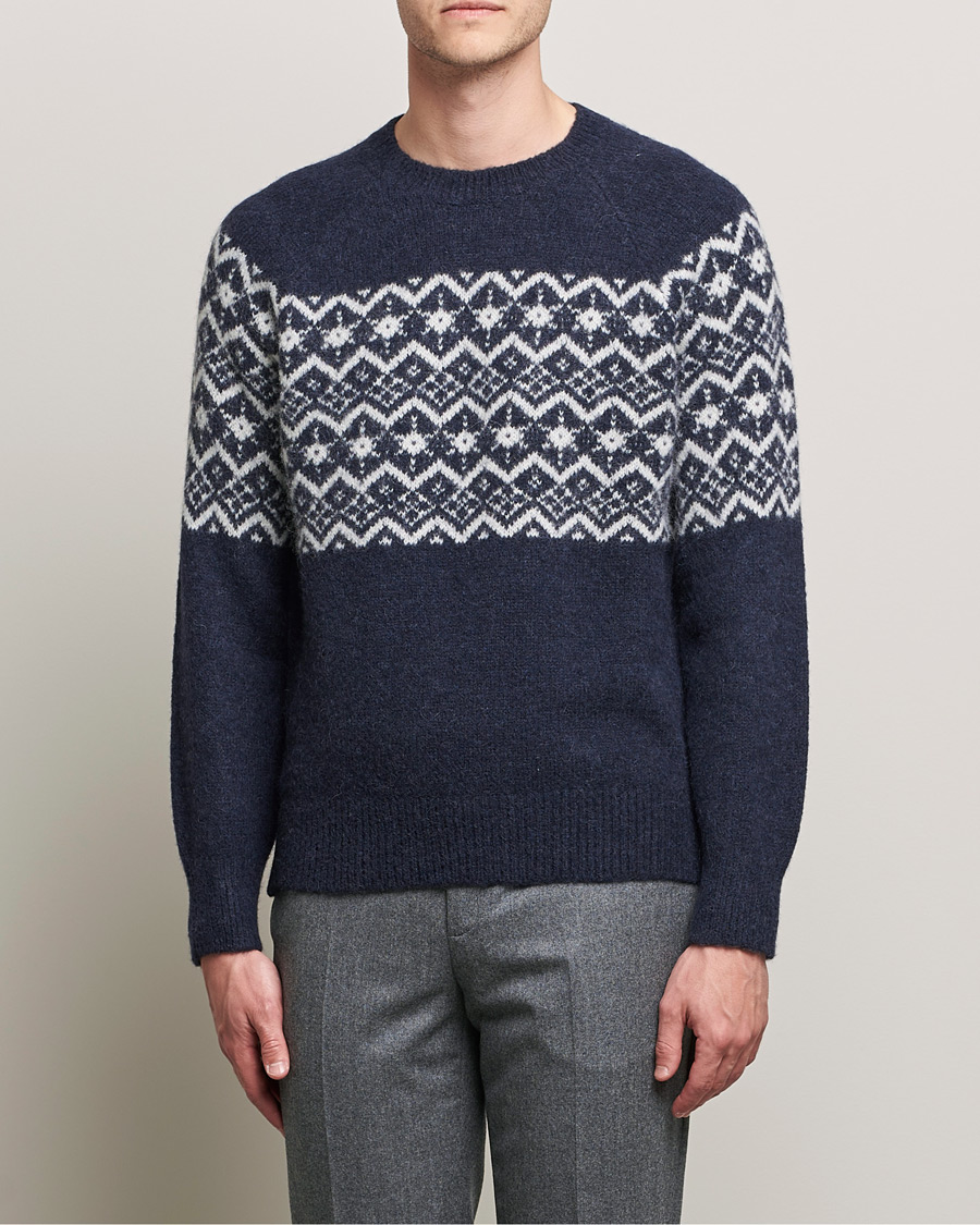 Men | Sweaters & Knitwear | Brunello Cucinelli | Alpaca Jacquard Sweater Dark Blue