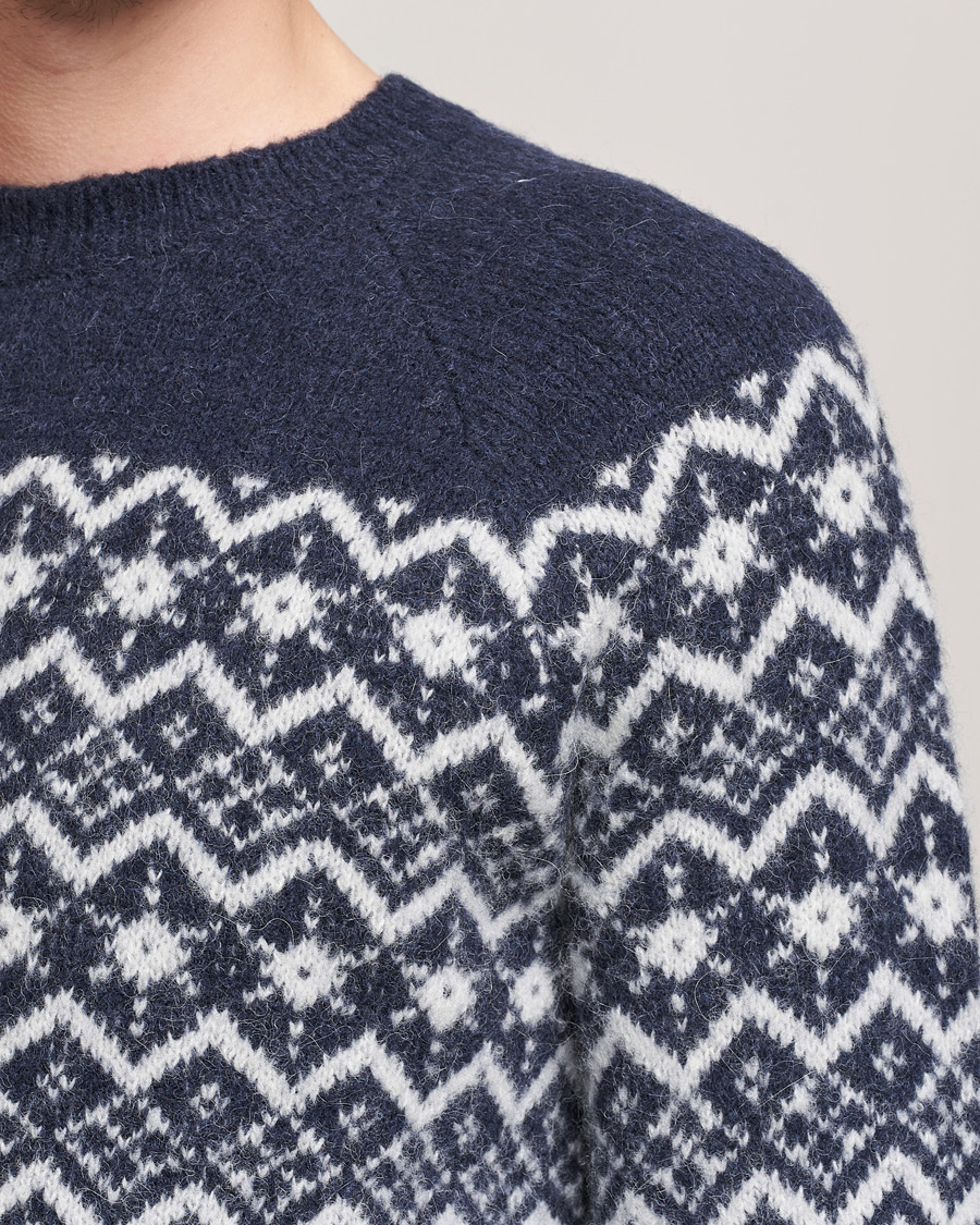 Men | Sweaters & Knitwear | Brunello Cucinelli | Alpaca Jacquard Sweater Dark Blue