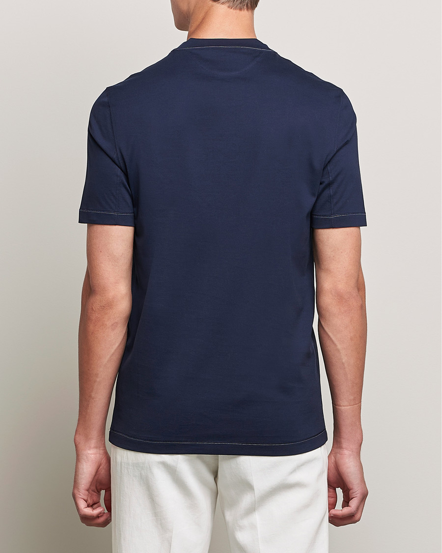 Men | T-Shirts | Brunello Cucinelli | Short Sleeve Logo T-Shirt Navy