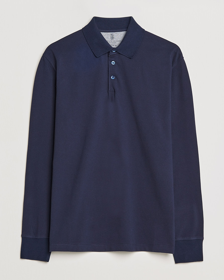 Men | Sweaters & Knitwear | Brunello Cucinelli | Long Sleeve Polo Navy