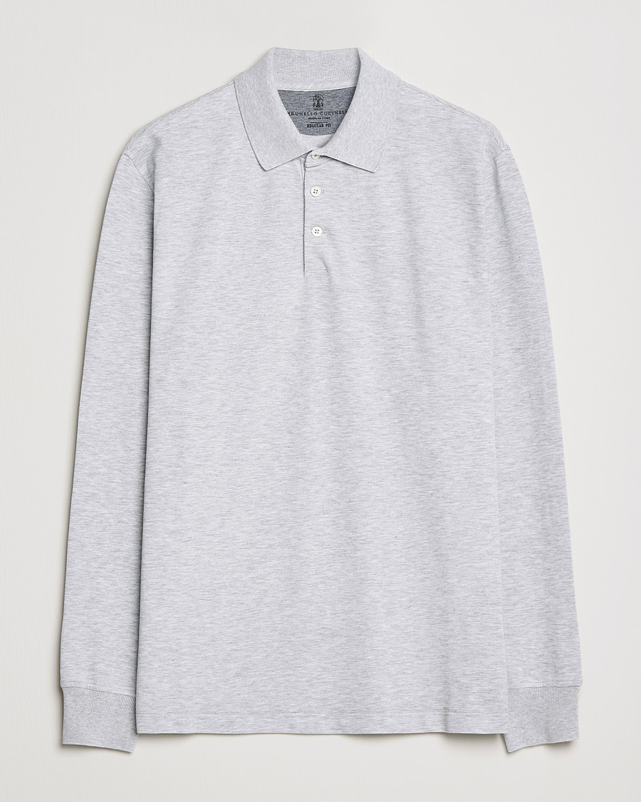 Men | Sweaters & Knitwear | Brunello Cucinelli | Long Sleeve Polo Light Grey