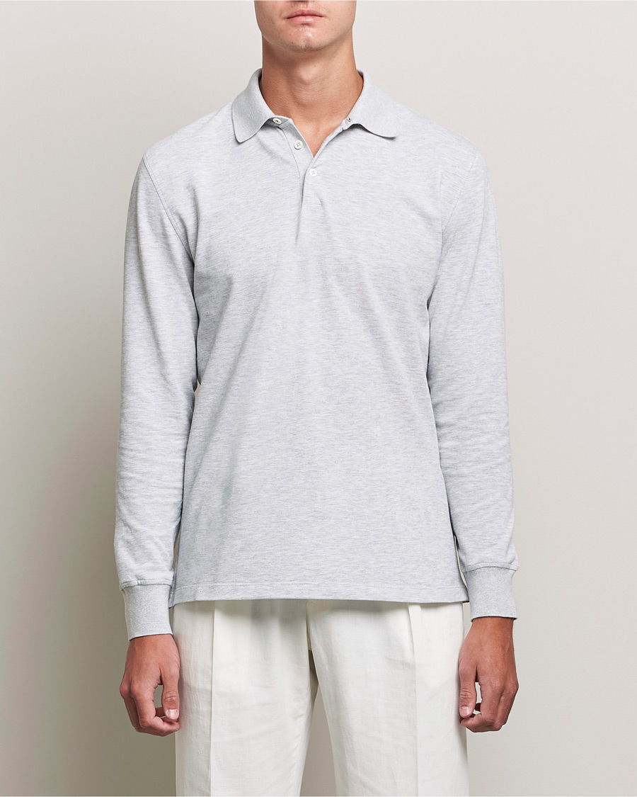 Men | Sweaters & Knitwear | Brunello Cucinelli | Long Sleeve Polo Light Grey