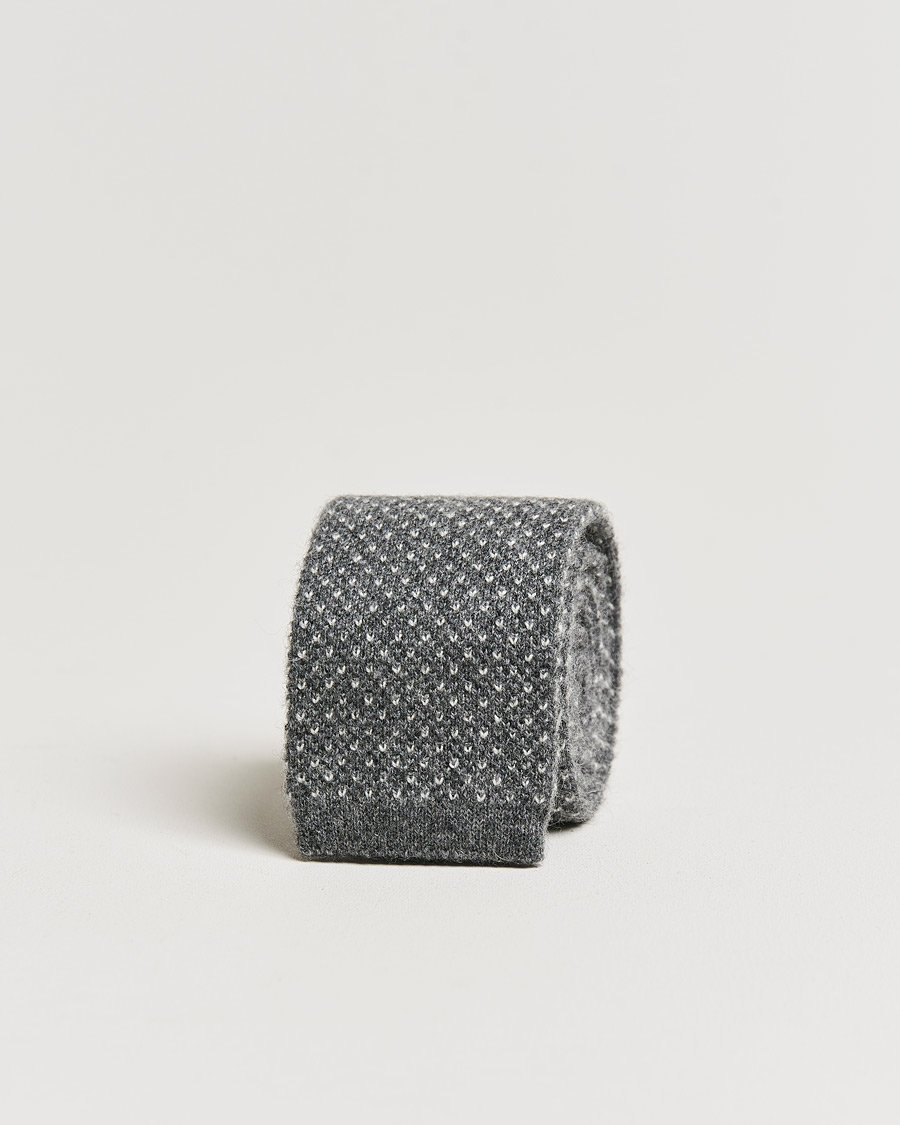 Men | Brunello Cucinelli Knitted Cashmere Tie Grey Melange | Brunello Cucinelli | Knitted Cashmere Tie Grey Melange