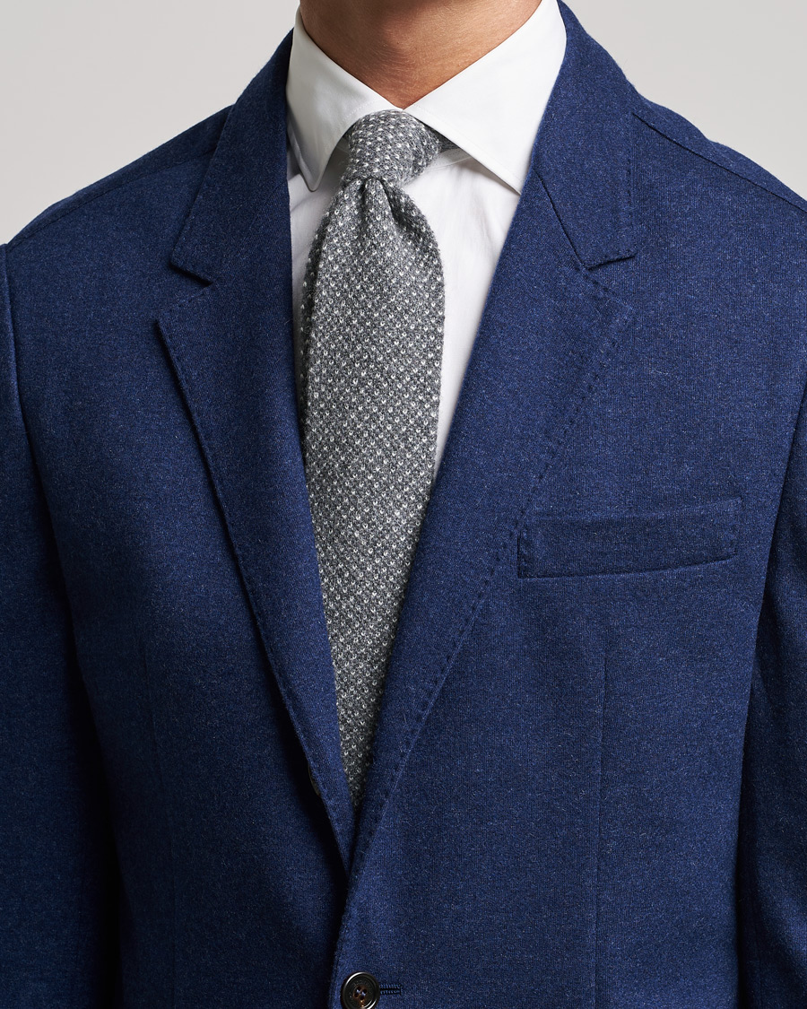 Men |  | Brunello Cucinelli | Knitted Cashmere Tie Grey Melange