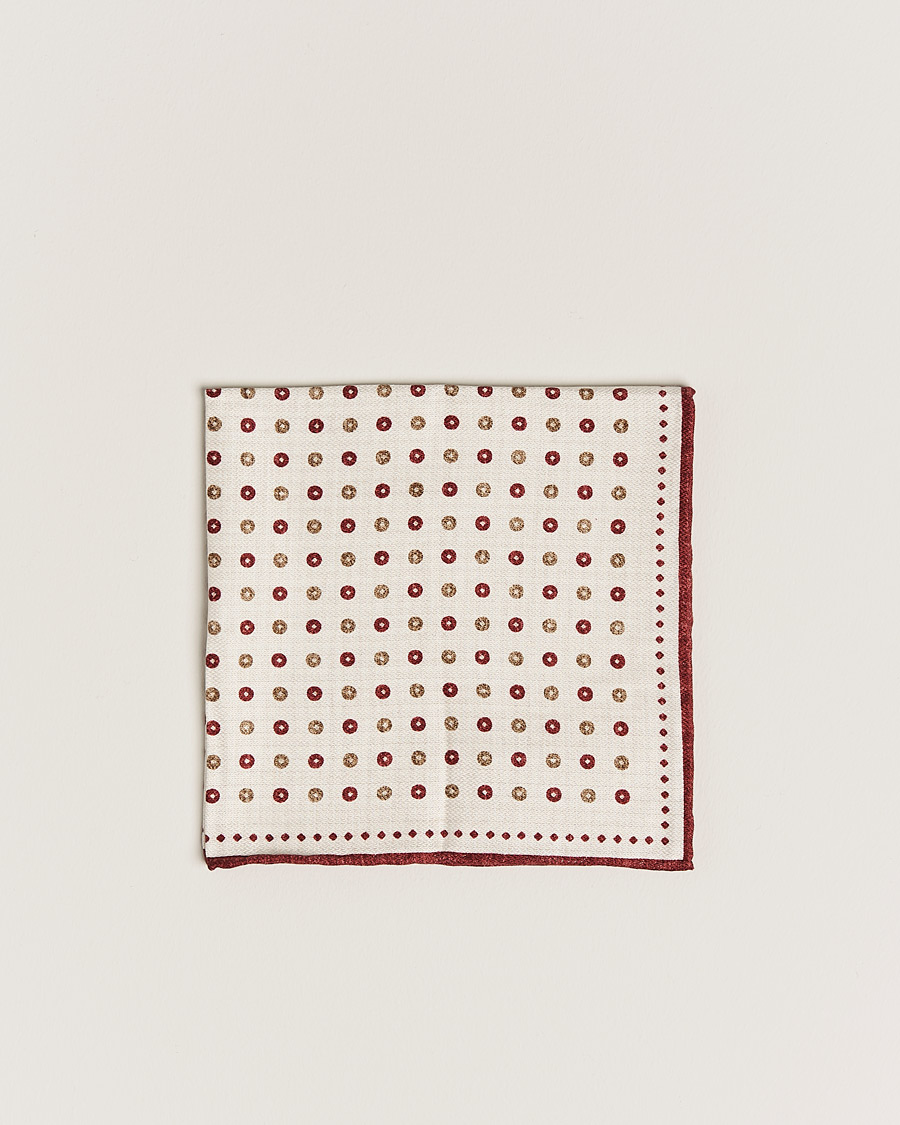Men | Brunello Cucinelli Micro Dot Pocket Square White/Red | Brunello Cucinelli | Micro Dot Pocket Square White/Red