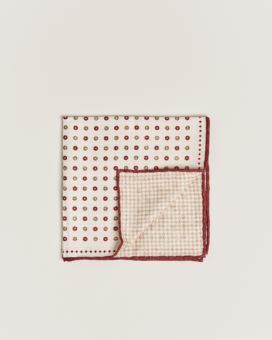 Men | Pocket Squares | Brunello Cucinelli | Micro Dot Pocket Square White/Red