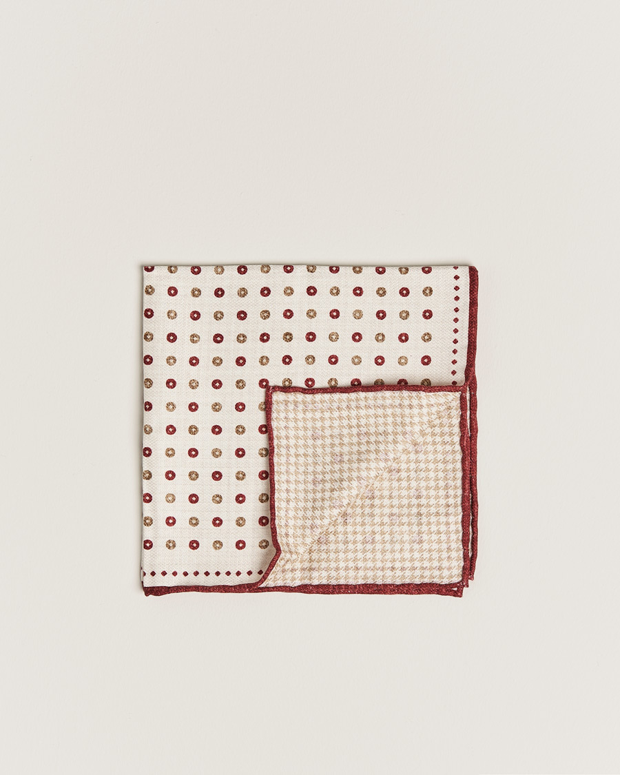 Men | Brunello Cucinelli Micro Dot Pocket Square White/Red | Brunello Cucinelli | Micro Dot Pocket Square White/Red