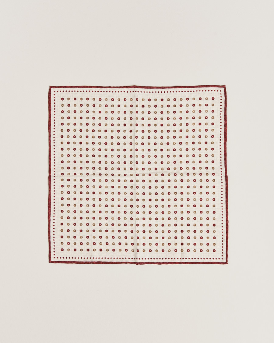 Men | Brunello Cucinelli Micro Dot Pocket Square White/Red | Brunello Cucinelli | Micro Dot Pocket Square White/Red