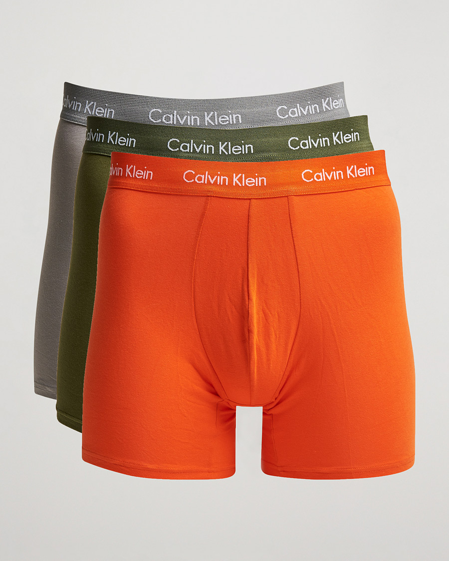 Men | Underwear & Socks | Calvin Klein | Cotton Stretch 3-Pack Boxer Breif Grey/Orange/Army